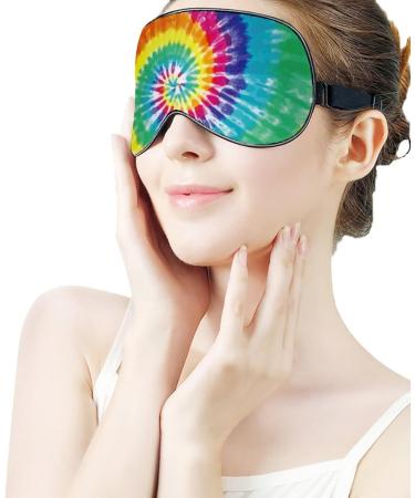 Rainbow Tie Dye Sleep Mask for Women | Adjustable Eye Shades Cover with Elastic Strap Comfortable & Stylish Sleep Accessory - Buy Online on GoSupps.com