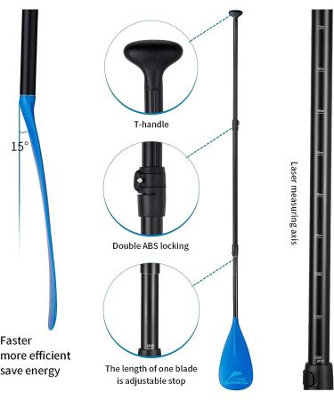 BLISSWILL SUP Paddles - Adjustable Stand Up Paddle | 4-Piece Floating Alloy Kayak Paddle (Blue) - Buy Online on GoSupps.com