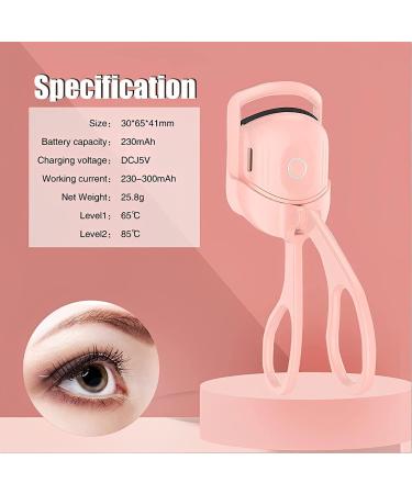 Heated Eyelash Curlers Rechargeable Electric Eyelash Curler Handheld Eyelash Heated Curler 2 Heating Modes with Sensing Heating Silicone Pad Saving Makeup Time Quick Natural Curling Eye Lashes - Buy Online on GoSupps.com