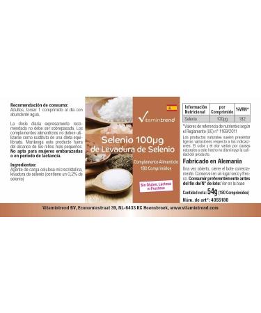 Selenium 100mcg - From Selenium Yeast - Vegan - Box of 180 tablets - ! FOR 6 MONTHS! | Vitamintrend  - Buy Online on GoSupps.com