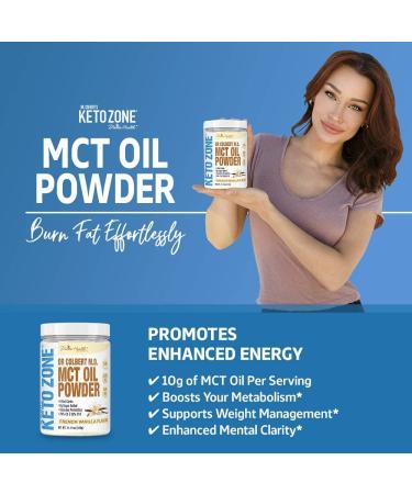 Keto Zone French Vanilla MCT Oil Powder - 315g | 30 Day Supply - Dr. Colbert's Keto Zone Diet Book | Coffee Creamer - 70% C8 30% C10 | 0 Net Carbs - Buy Online on GoSupps.com