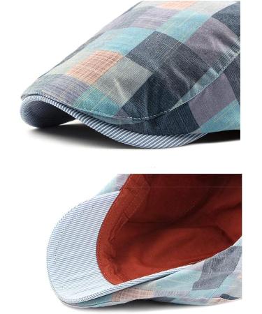 Gudessly Mens Adjustable Colorful Striped Plaid Ivy Newsboy Cap - Pink - Buy Online on GoSupps.com
