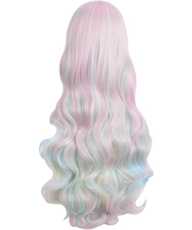 MapofBeauty Multi-color Lolita Long Curly Clip on Ponytails Cosplay Wig (Pink/Blue/Blonde) Pink/ Blue/ Blonde - Buy Online on GoSupps.com