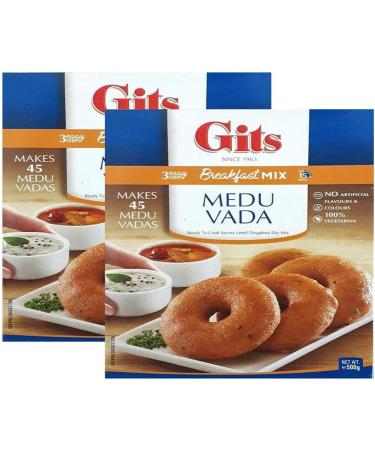 Gits Medu Vada Snack Mix 500g - Makes Delicious Mildly spiced dumplings made of Urad flour - A Traditional South Indian Savory Snack makes 45 serving (Pack of 2) - Buy Online on GoSupps.com