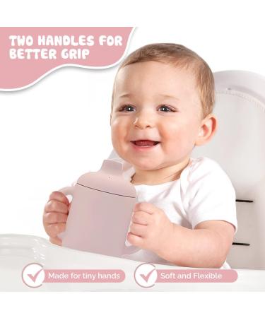 Silicone Baby Cup with Lid - Toddler Training Sippy Cup with Handles and Teether Top - Pink, 6 months - Buy Online on GoSupps.com