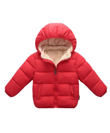 YOPOTIKA Baby Girls Boys Toddler Hooded Outerwear Jacket with Removable Hood Warm Fleece Coat Outerwear Suits Navy Blue 12-18 Months 3-4 Years Red