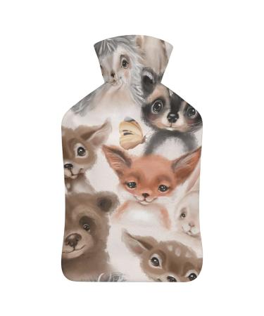 Cute Animals Hot Water Bottle With Cover Plush Bed Bottle Hand Warmer For Adults And Children 26.5X15.3cm