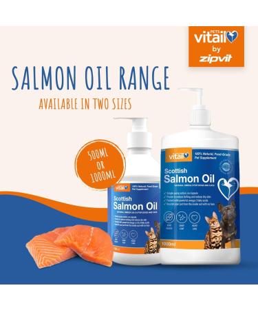 Zipvit Salmon Oil for Dogs 1 Litre 100% Pure Scottish Salmon Oil. Natural Omega 3 6 & 9 Supplement for Dogs and Cats. Supports Healthy Coat and Skin and Maintains Joint and Brain Health. 1 l (Pack of 1) - Buy Online on GoSupps.com