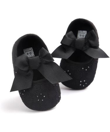 LACOFIA Baby Girls Christening Shoes | Anti-Slip Soft Sole Prewalkers | Size 3-6 Months | Black - Buy Online on GoSupps.com