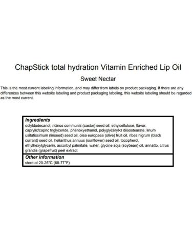 ChapStick Total Hydration Sweet Nectar Lip Oil - 0.23 Oz, Non Tinted Lip Care - Buy Online on GoSupps.com