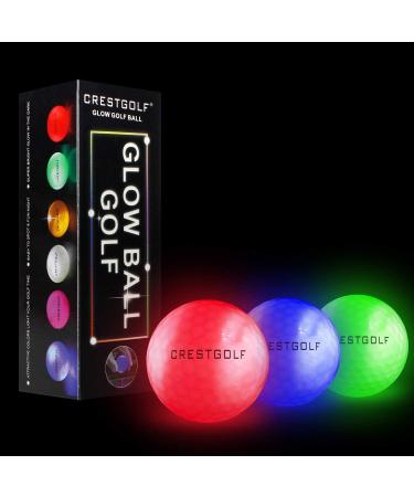 Crestgolf LED Glow Golf Balls - 3pcs Night Golf Balls with 4 LED Lights - Long Distance and Bright - Red+Blue+Green - Buy Online on GoSupps.com