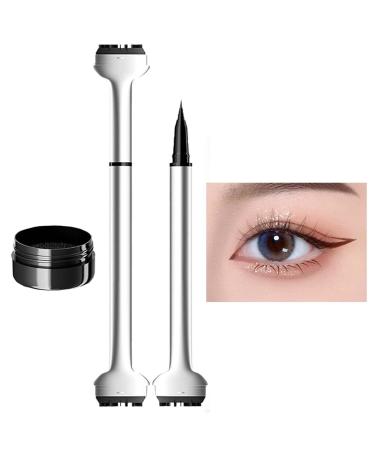 Lower Lash Stamp 2-in-1 Waterproof Eyeliner and Lower Eyelash Stamp Set Reusable Dual Head Quick Eye Makeup Tool with Ink (Brown)