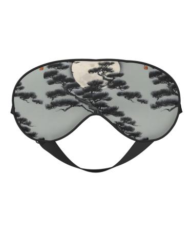 Pine Tree Under The Moon Unisex Elastic Adjustable Buckle Design Blackout Sleep Eye Mask for Home Travel Yoga Office Nap