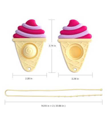 FATEORT Ice Cream Teething Toy - BPA Free Silicone Chew Toy for Babies 6-12 Months | Christmas Gift for Baby Relief | 6+Months Baby Gum Discomfort | Rose - Buy Online on GoSupps.com