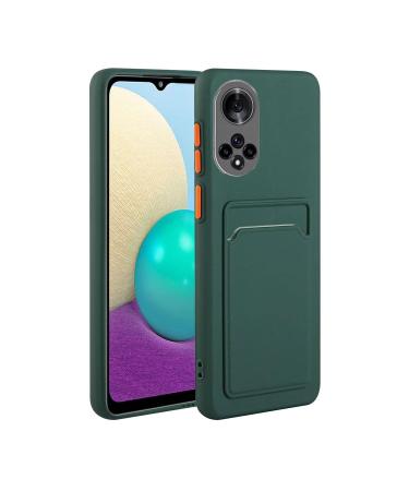 Tivenfezk Nadoli Silicone Case for Honor 50 Ultra thin shockproof scratch -resistant wallet soft TPU protective cover mobile phone case with credit card holder Honor 50 dark green