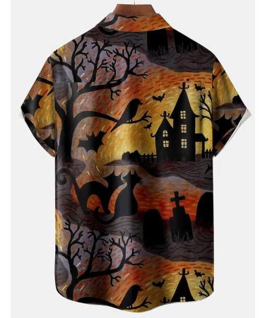 Hodaweisolp Men's Funky Santa Button Down Shirt Large Halloween Cat Print for Halloween/Christmas - Buy Online on GoSupps.com
