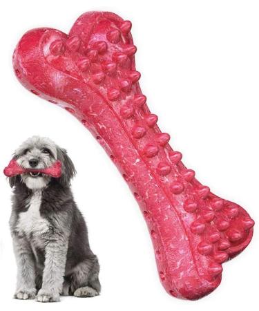Peteast Dog Toys Durable Dog Chew Toys for Aggressive Chewers Bacon Flavored Tough Natural Rubber & Teeth Cleaning Chewing Bones for Large/Medium/Small Dogs