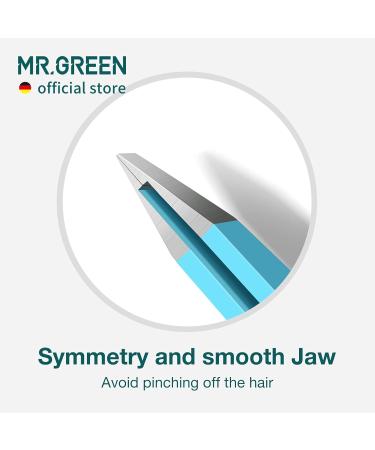 Mr. Green Stainless Steel Eyebrow Tweezers - Beveled Lace for Ingrown Hair - For Men & Women (Blue) | International Shipping - Buy Online on GoSupps.com