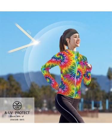 Biyejit Women's UPF 50+ Rainbow Swirl Sun Protection Hoodie Zipper Jacket - XX-Large - Buy Online on GoSupps.com