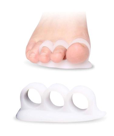 2X PEDIMEND Silicone Gel Toe Separator - Hammer Toe Straightener - Toe Dividers for Bunions - Avoid Toe Squeezing - Toe Separator for Overlapping Toes - Improves Balance & Foot Strength - Foot Care Three Finger Separator