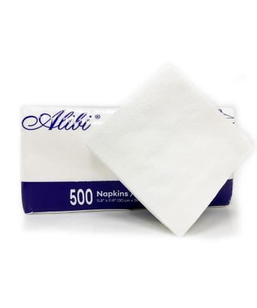 ALIBI Napkin - Soft and Absorbent 500 1-Ply White Lunch Napkins - Disposable Multi-Purpose Paper Napkins for Everyday Use Events and Parties - Versatile and Convenient