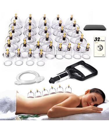 Cupping Therapy Set,32 Therapy Cups Cupping Set with Pump, Professional Chinese Acupoint Cupping Therapy Sets Hijama for Cupping Massage, Muscle&Joints 32 Cups