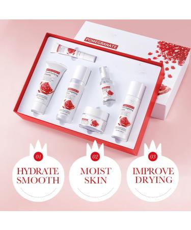 Discover Our Pomegranates Skin Care Kit | 6 in 1 Skincare Gift Set Cleanser Toner Serum & More | Moisturizing for All Skin Types - Buy Online on GoSupps.com