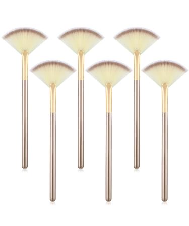 6 Pcs Facial Brushes Fan Mask Brushes  Soft Mask Applicator Brush Tools Slim Makeup Brushes Cosmetic Tool or Peel Glycolic Mask Makeup for Mud Cream (Champagne  7.8 Inch) 5.91 Inch Champagne