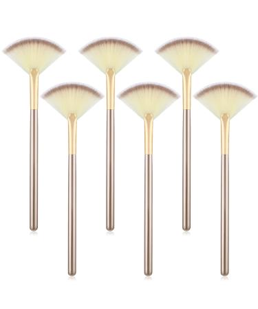 6 Pieces Fan Mask Brushes Soft Fan Facial Mask Applicator Tools Brush Makeup Brushes Cosmetic Tools with Handle for Peel Mask Makeup Women(Champagne Hair)