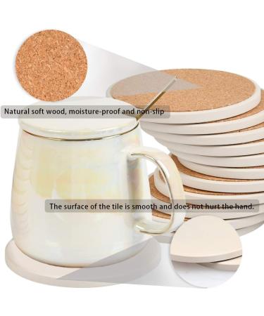TIMESETL 12 Pack Ceramic Coasters for Crafts - DIY White Round Coasters with Cork Backing for Alcohol Ink, Acrylic Pouring, Mosaics, Painting Projects - Buy Online on GoSupps.com