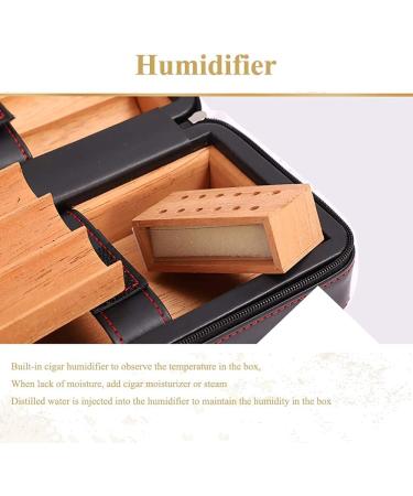 Cigar Humidor Case Leather Humidor Box Cedar Wood Portable with Humidifier and Hygrometer Removable Cedar Tray - Buy Online on GoSupps.com
