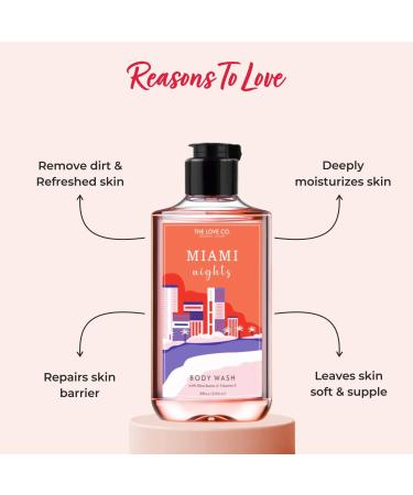 Miami Nights Body Wash Shower Gel | Refreshing Vegan Hydrating Formula | Unisex Bath & Body Wash for Men & Women | Paraben Free & Cruelty-Free | Travel Essentials | 250ml - Buy Online on GoSupps.com