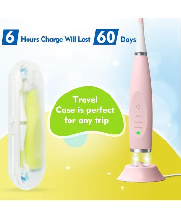 FUMEIKANG Kids Sonic Electric Toothbrush - Rechargeable Smart Timer Power Toothbrush for Boys and Girls - Pink Ages 3-12 - Buy Online on GoSupps.com