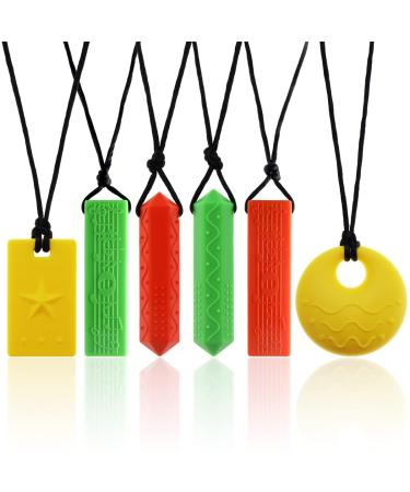 Kefu Colar chain for children Sensory Silicon Block Beißring for children with ADHD teething autism biting needs nails chewing stop causse hose speech therapy for boys and girls (mixing 5)