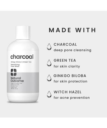 Natural Outcome Charcoal Face Wash - Daily Detoxifying Cleanser for Acne - Hydrating Pore Cleanser with Green Tea, Aloe Vera & Ginkgo Biloba - 8 oz - Buy Online on GoSupps.com