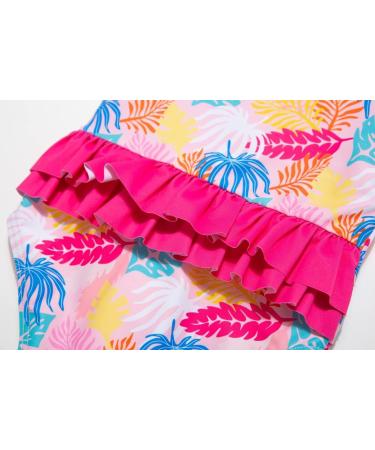 BONVERANO Baby Girls Swimsuit | Long-Sleeve Zipper One Piece Swimwear 18-24 Months | UPF 50+ Sun Protection | Colorful Leaf Print - Buy Online on GoSupps.com