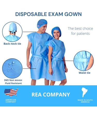 REA COMPANY Patient Gowns Combo - 5 Isolation Gowns, 10 Shoe Covers, 5 Bouffant Caps - American Made Medical & Hospital PPE for Mammograms, Labs - Men & Women - Buy Online on GoSupps.com