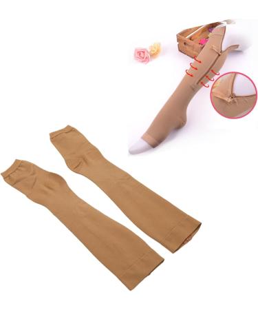 Buy Compression Socks with Zipper - Open Toe Calf Knee High Stockings for Sequential Decompression (L) - Medium Hose for Optimal Comfort - Buy Online on GoSupps.com