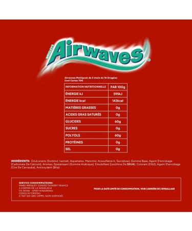 AIRWAVES - Chewing gum Cool Cherry without sugars - 5 packs of 10 dragees - 70 g - Buy Online on GoSupps.com
