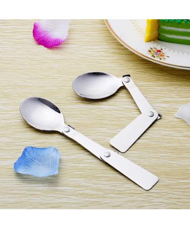 shlutesoy Stainless Steel Folding Spoon Cutlery Creative Gifts Outdoor Portable Three-fold Spoon Travel Folding Spoon Silver - Buy Online on GoSupps.com