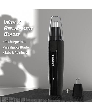 Rechargeable Ear & Nose Hair Trimmer for Men - 360 Rotary Blades Extra Replaceable Blade Black - Buy Online on GoSupps.com