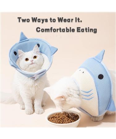 Adjustable Hubin Fleece Cat Collar - Post-Surgery Protective Halskrause for Cats Kittens & Puppies (Blue Shark M: 2.5-5kg) - Buy Online on GoSupps.com