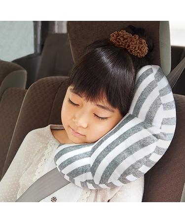 Kids Car Travel Pillow Car Seat Belt Cushion Child Head Neck Support Pillow Baby Seat Belt Protector Toddler Neck Pillow Headrest Boys Girls Travelling Sleeping Pillow For Car Seat Pushchair Train Grey Stripe - Buy Online on GoSupps.com