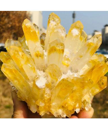 Yellow Tibetan Quartz Crystal Cluster Specimen (Size : 500-550g) - Buy Online on GoSupps.com
