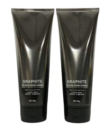 Bath and Body Works Graphite Men's Collection 24 Hour Moisture Body Lotion Lot of 2- Full Size 8 Oz 238 Ml each (Graphite)