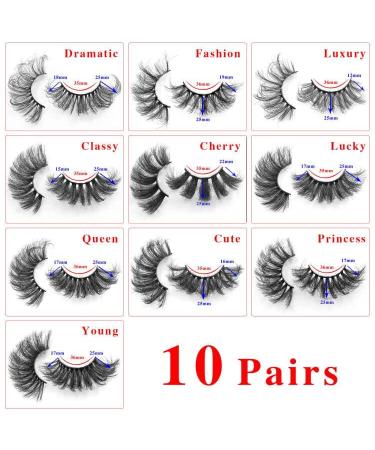 IFLOVEDEKD 25mm Thick Faux Mink Lashes 10 Pairs - Dramatic 5D Effect, Handmade & Reusable - Multipack Mix | 10 Styles - Buy Online on GoSupps.com
