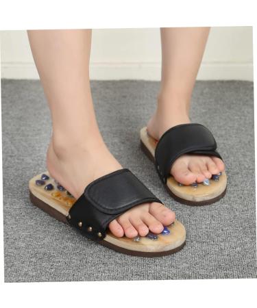 FRCOLOR 1 Pair Massage Slippers Foot Massager Shoe Men Slide Sandals Mens House Slippers Men s Sandals Man Sandals House Shoes for Men Shoes Sandals Mat Wooden Agate Leisure Shoes 42 EU Black - Buy Online on GoSupps.com