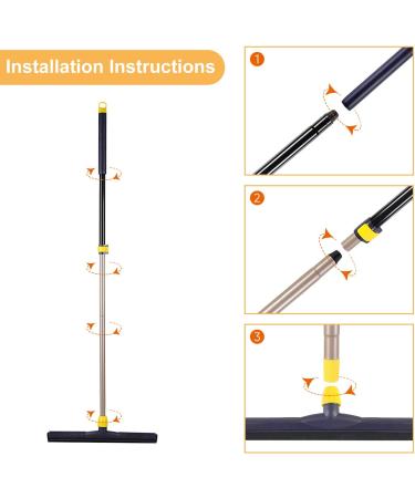 Yocada 54in Floor Squeegee Scrubber with Telescopic Pole - Heavy Duty Household Broom for Garage, Courtyard, Shower - Ideal for Pet Hair, Fur, Marble, Glass, Tile - Water Foam Cleaning - Buy Online on GoSupps.com