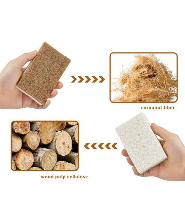 korvre 16PCS Biodegradable Compostable Cellulose Eco Friendly Sponge for Dishes Cleaning - Buy Online on GoSupps.com