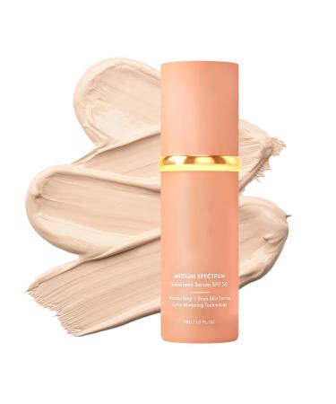 4 in 1 Liquid Foundation SPF 50+, Longwear Liquid Foundation, Medium Coverage Hydrating Concealer, Korean Makeup, Waterproof, Radiant Finish for Gym, Sports